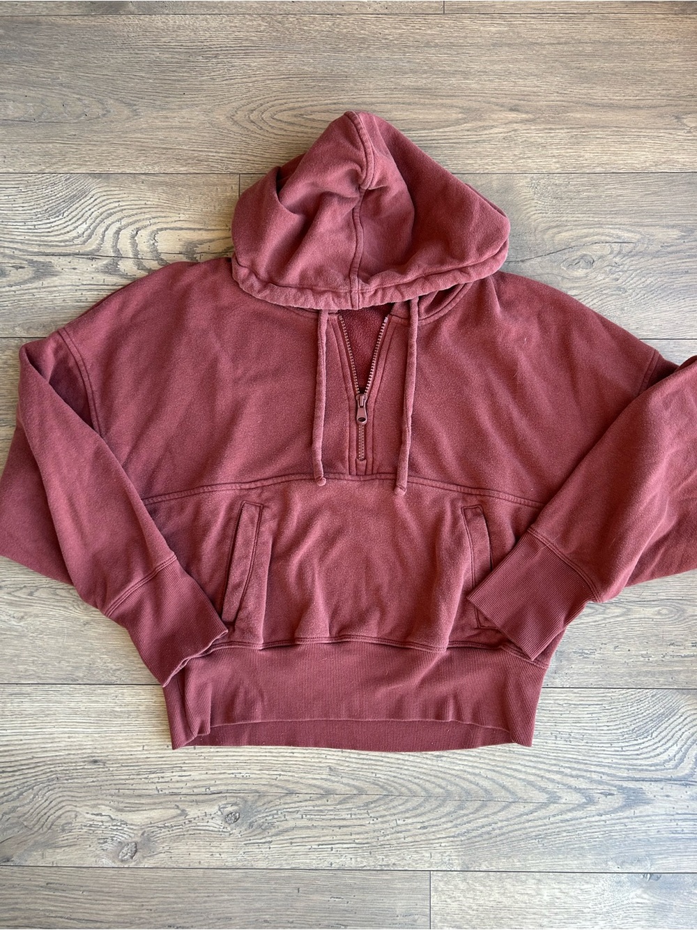 Old Navy Half-Zip Hoodie Sweatshirt in Rust